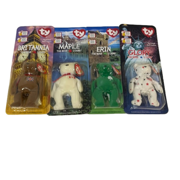 1999 TY Beanie Babies Britannia Glory Erin Maple The Bear McDonalds Lot 6 New - Picture 1 of 3